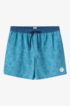 Short Length^O'Neill O'Riginals Elastic Waist 16" Swim Trunks Trunks - | aegean blue