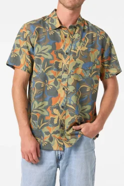 O'Riginals Collection|Shirts & Flannels^O'Neill O'Riginals Print Standard Wvn Shirt Standard Fit Shirt - | dark shadow