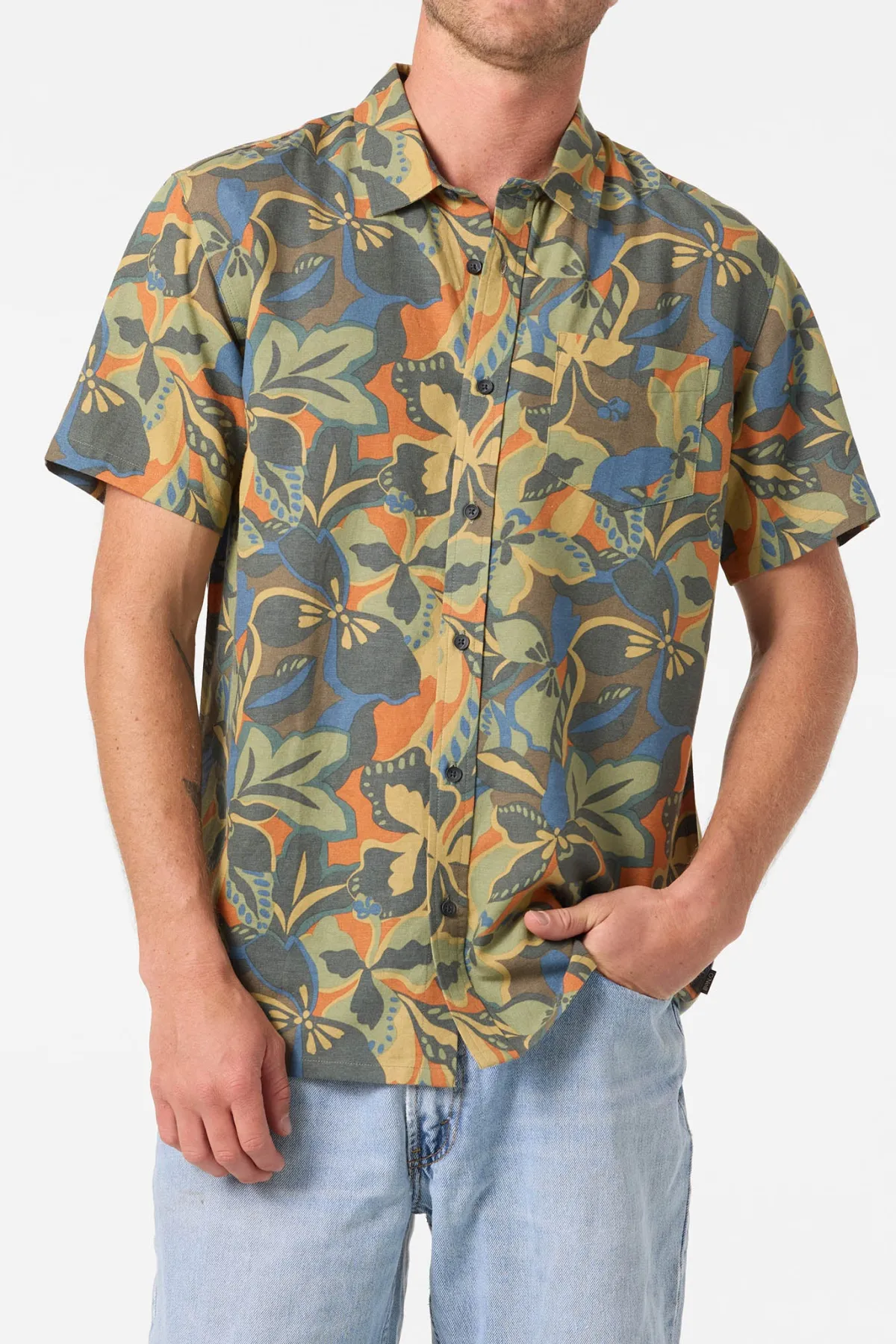 O'Riginals Collection|Shirts & Flannels^O'Neill O'Riginals Print Standard Wvn Shirt Standard Fit Shirt - | dark shadow