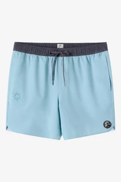 Short Length^O'Neill O'Riginals Solid Scallop Elastic Waist 16" Swim Trunks arona