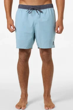 Short Length^O'Neill O'Riginals Solid Scallop Elastic Waist 16" Swim Trunks arona