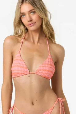 Bikini Tops^O'Neill Paradise Plaid Venice Triangle Top - | sachet pink