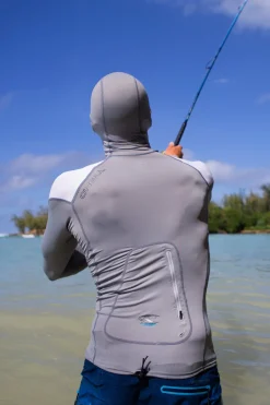 Uv Sun Protection & Rash Guards^O'Neill Premium O'zone Long Sleeve Rashguard W/hood - | coolgry/wht/wht