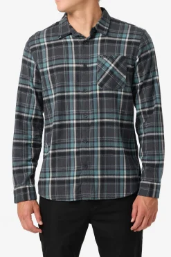 Shirts & Flannels^O'Neill Redmond Plaid Flannel Standard Fit Long Sleeve Shirt graphite