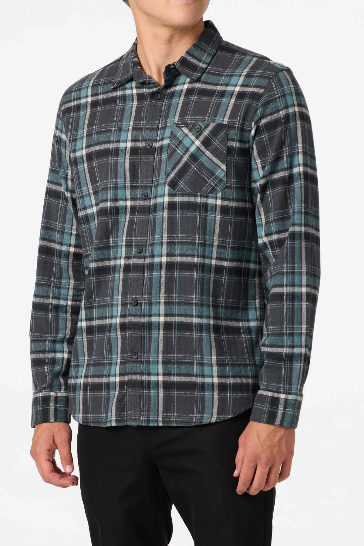 Shirts & Flannels^O'Neill Redmond Plaid Flannel Standard Fit Long Sleeve Shirt graphite
