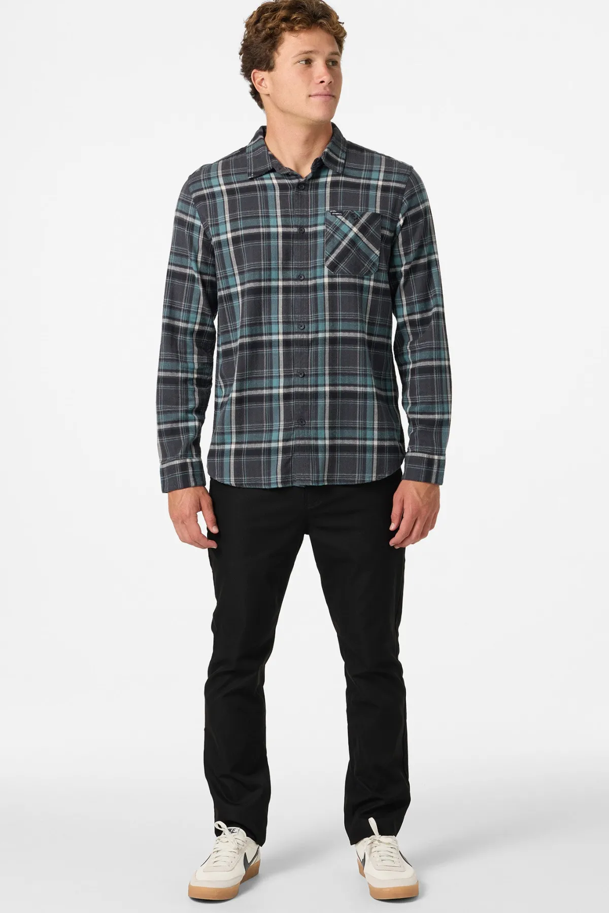 Shirts & Flannels^O'Neill Redmond Plaid Flannel Standard Fit Long Sleeve Shirt graphite