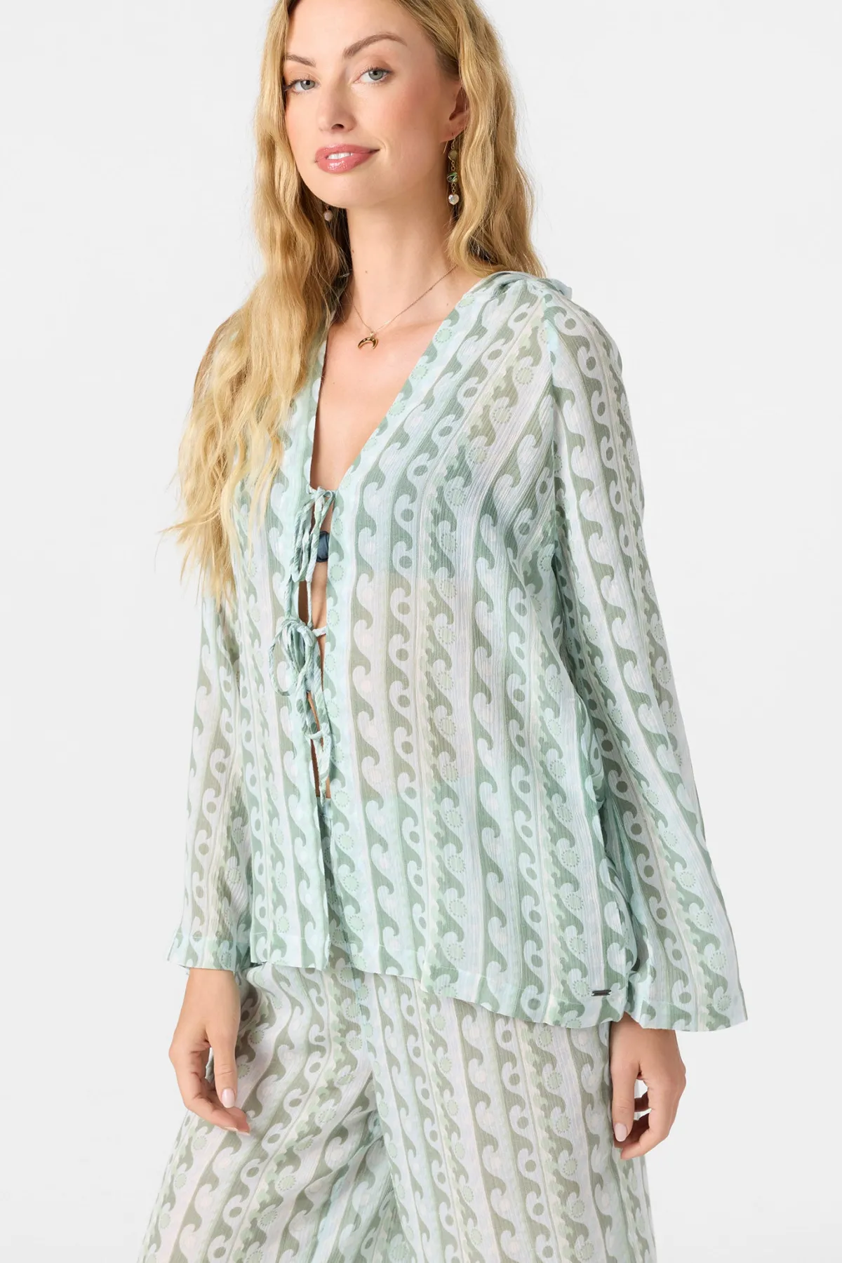 Swim Cover-Ups^O'Neill Regina Hoodie Printed Top - | starlight blue