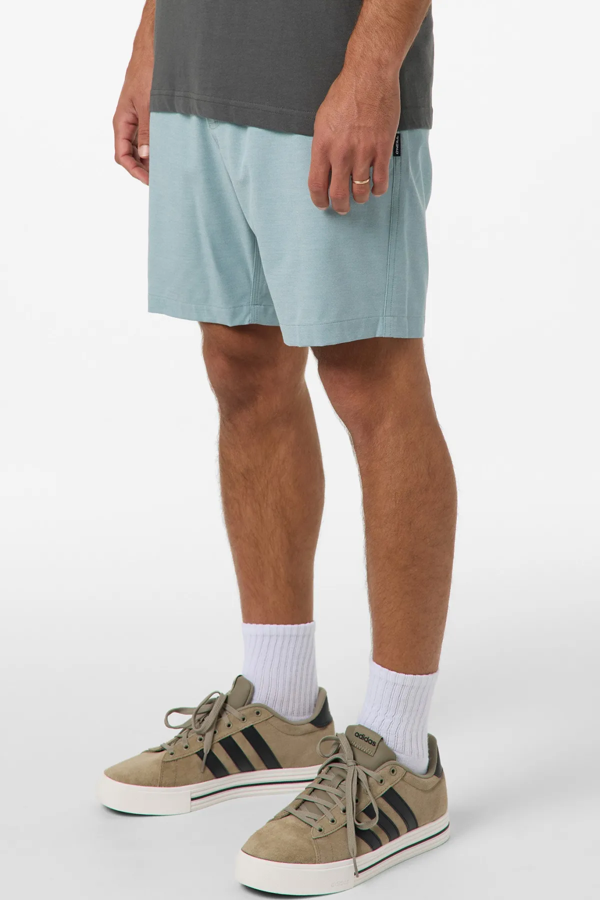 Shorts^O'Neill Reserve Light Check Elastic Waist 18" Hybrid Shorts stone blue