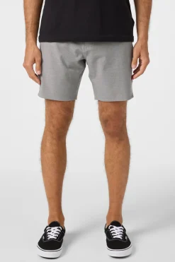 Shorts^O'Neill Reserve Light Check Scallop Elastic Waist 18" Hybrid Shorts - | graphite
