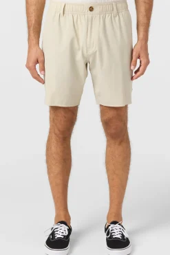 Shorts^O'Neill Reserve Light Check Scallop Elastic Waist 18" Hybrid Shorts - | lt khaki