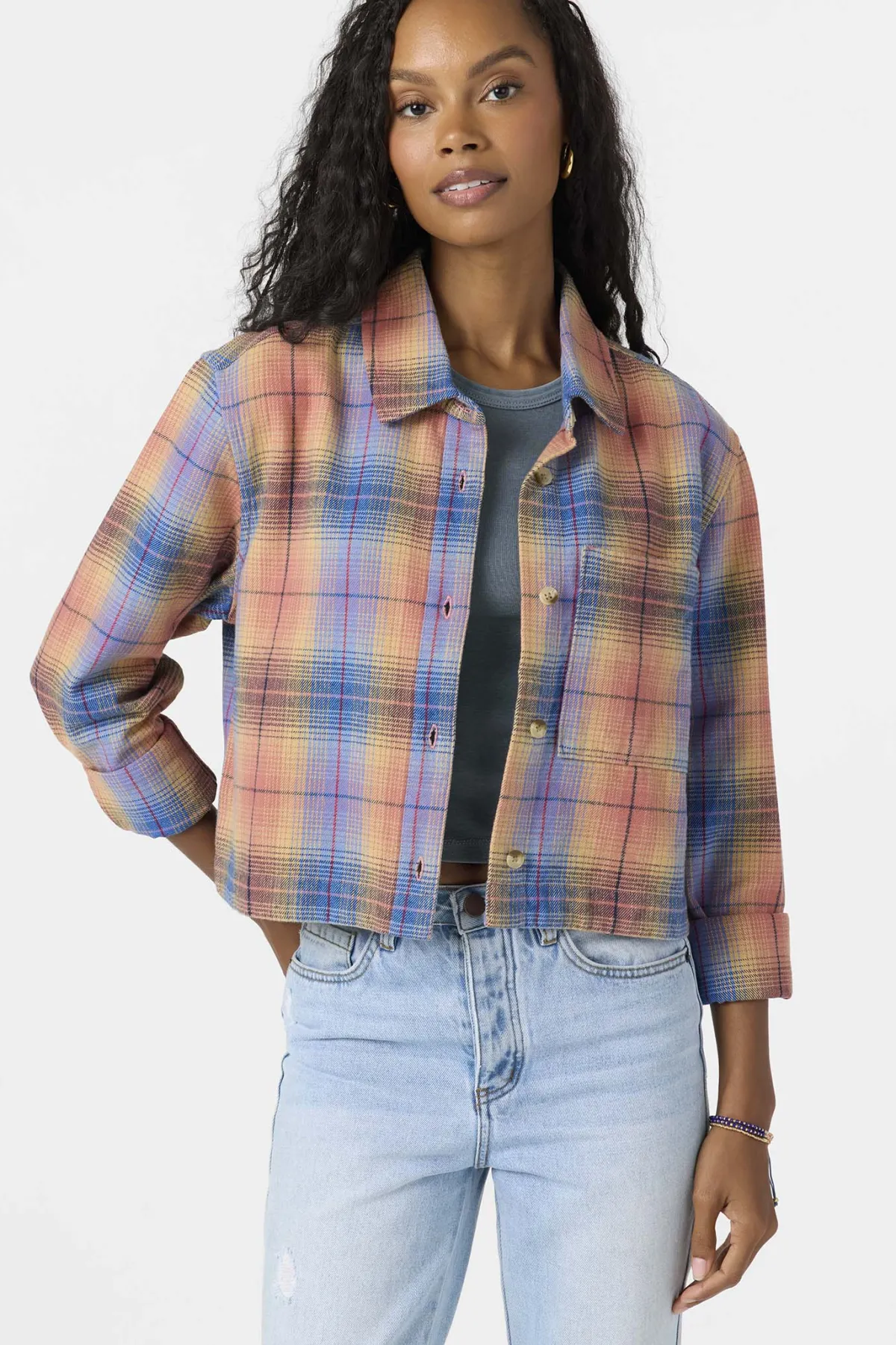 Tops^O'Neill Roy Flannel Long Sleeve Top desert sand