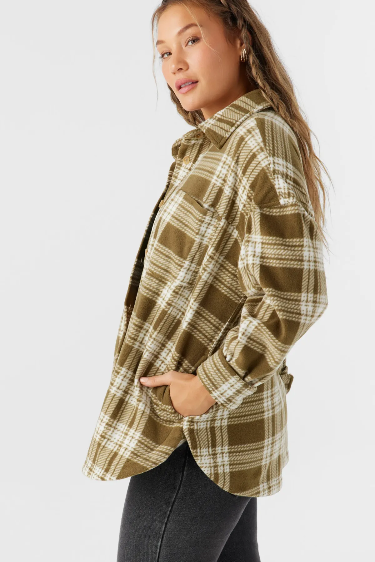 Jackets^O'Neill Rune Superfleece Oversized Fit Shacket military olive
