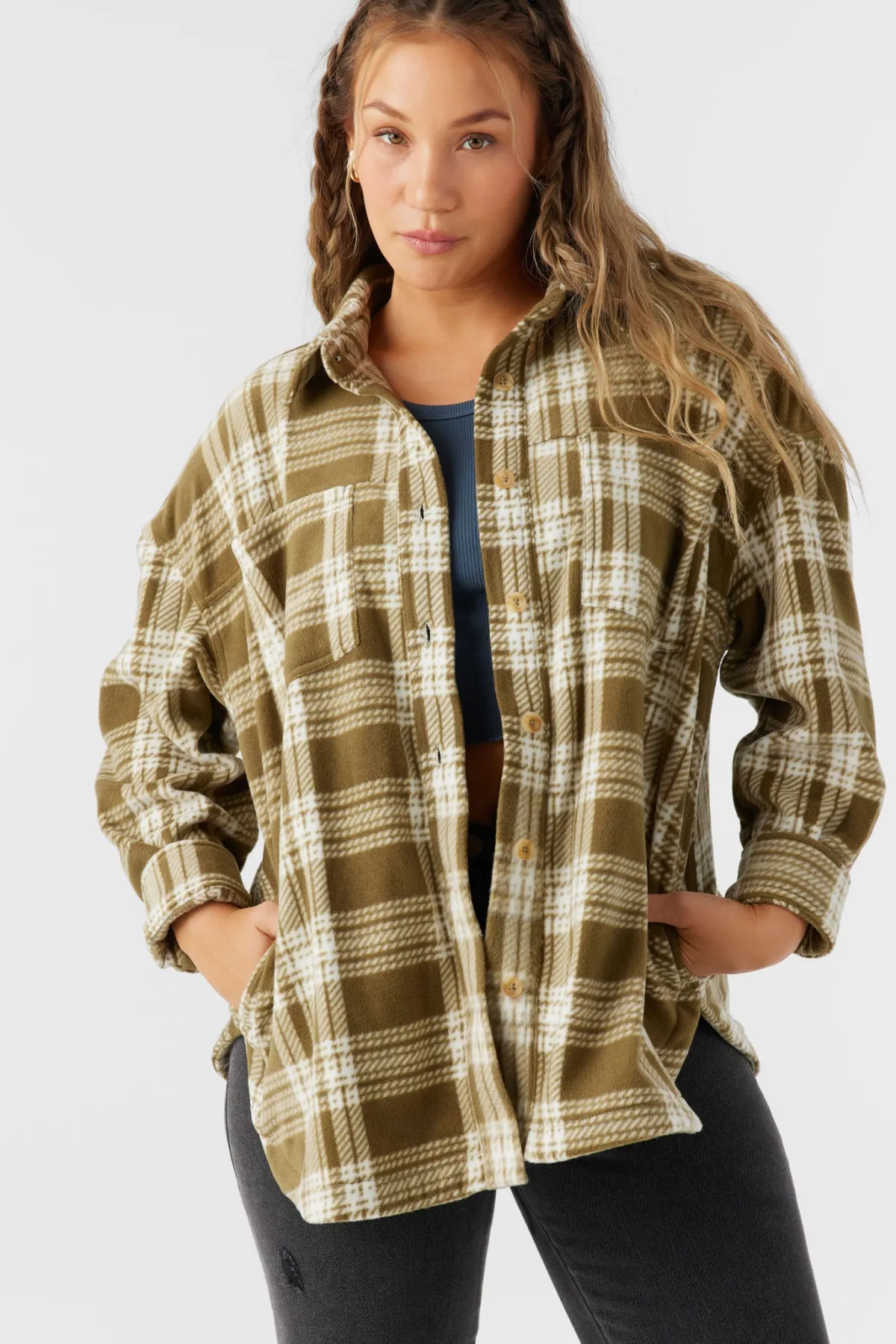 Jackets^O'Neill Rune Superfleece Oversized Fit Shacket military olive