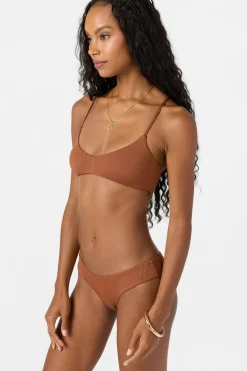 Bikini Tops^O'Neill Saltwater Solids Rib Huntington Bralette Top - | rustic brown