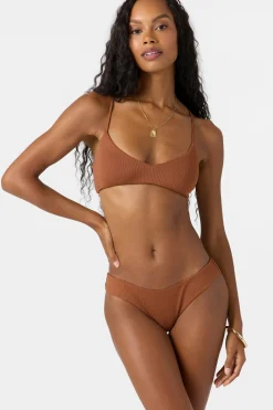 Bikini Tops^O'Neill Saltwater Solids Rib Huntington Bralette Top - | rustic brown