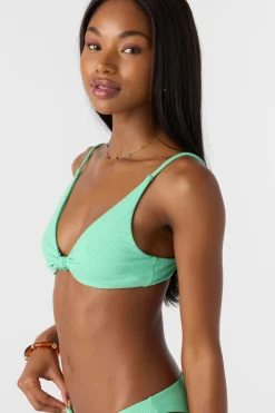 Bikini Tops^O'Neill Saltwater Solids Rib Pismo Bralette Top - | jade cream
