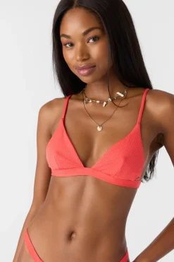Bikini Tops^O'Neill Saltwater Solids Rib Seaside Triangle Top - | cayenne