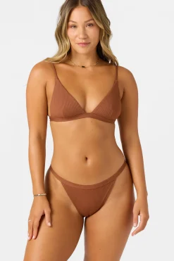 Bikini Tops^O'Neill Saltwater Solids Rib Seaside Triangle Top - | rustic brown