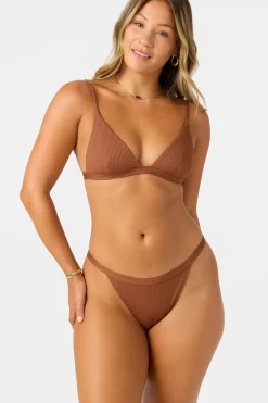 Bikini Tops^O'Neill Saltwater Solids Rib Seaside Triangle Top - | rustic brown