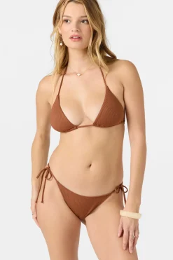 Bikini Tops^O'Neill Saltwater Solids Rib Venice Triangle Top - | rustic brown