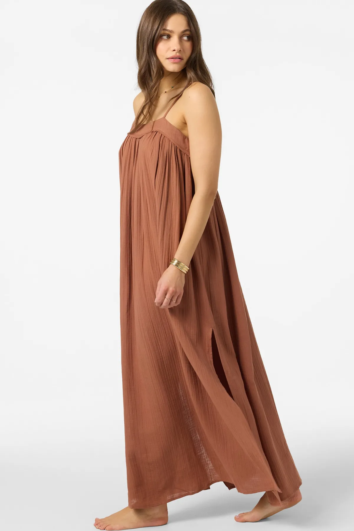 New Arrivals|Saltwater Solids Swim^O'Neill Saltwater Solids Sai Maxi Cover-Up Dress - | carob brown