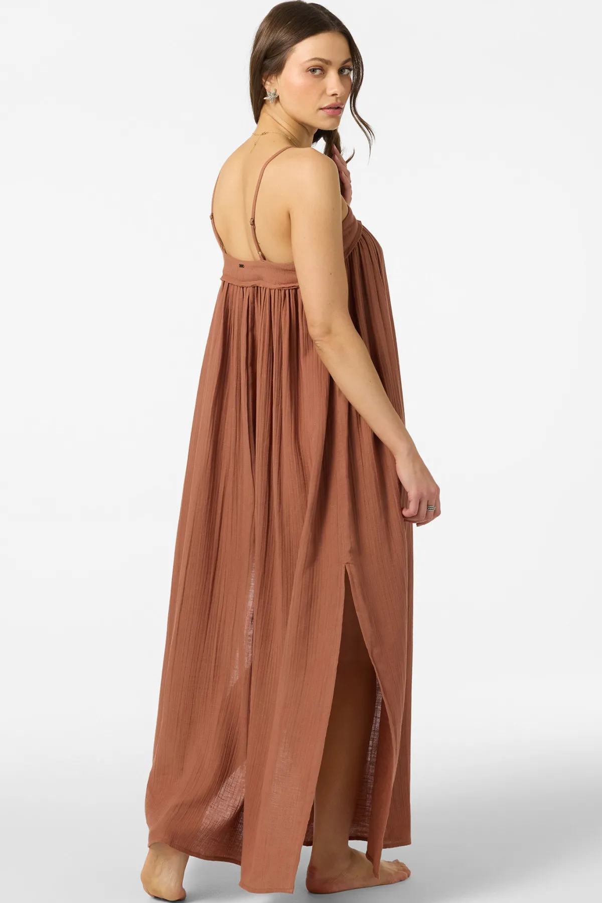 New Arrivals|Saltwater Solids Swim^O'Neill Saltwater Solids Sai Maxi Cover-Up Dress - | carob brown