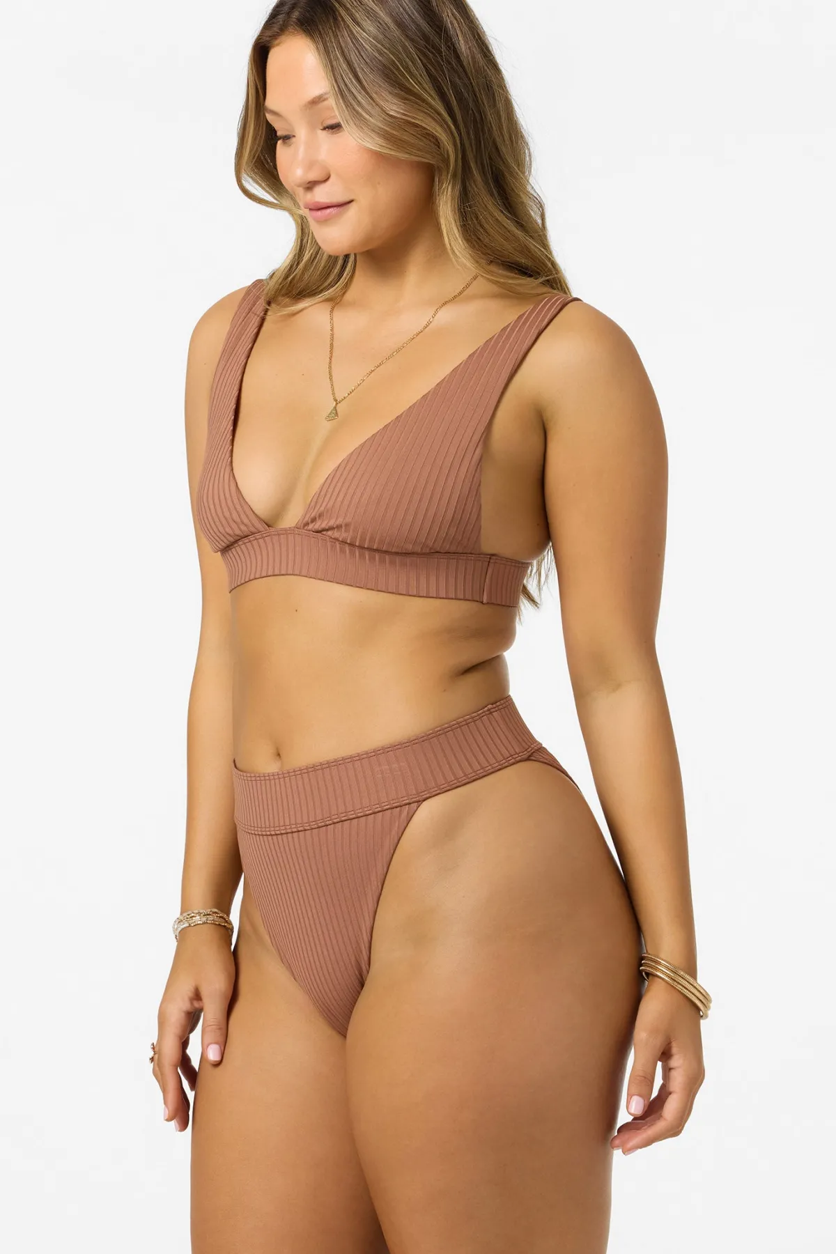 Swim New Arrivals|New Arrivals^O'Neill Shorebreak Rib Santa Barbara High Rise Cheeky Bottoms carob brown