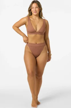 Bikini Bottoms^O'Neill Shorebreak Rib Santa Barbara High Rise Cheeky Bottoms - | carob brown