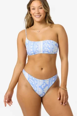Swim New Arrivals^O'Neill Surf Abstract Seal Beach One Shoulder Bandeau Top azurine