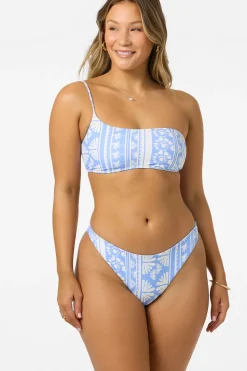Swim New Arrivals^O'Neill Surf Abstract Seal Beach One Shoulder Bandeau Top azurine
