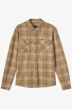 Shirts & Flannels^O'Neill Sutton Knit Plaid Standard Fit Long Sleeve Shirt - | dark khaki