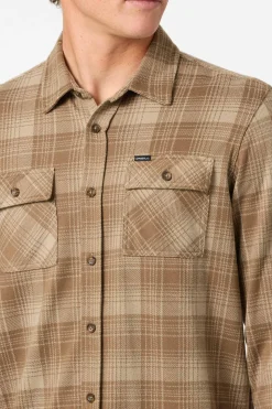 Shirts & Flannels^O'Neill Sutton Knit Plaid Standard Fit Long Sleeve Shirt - | dark khaki