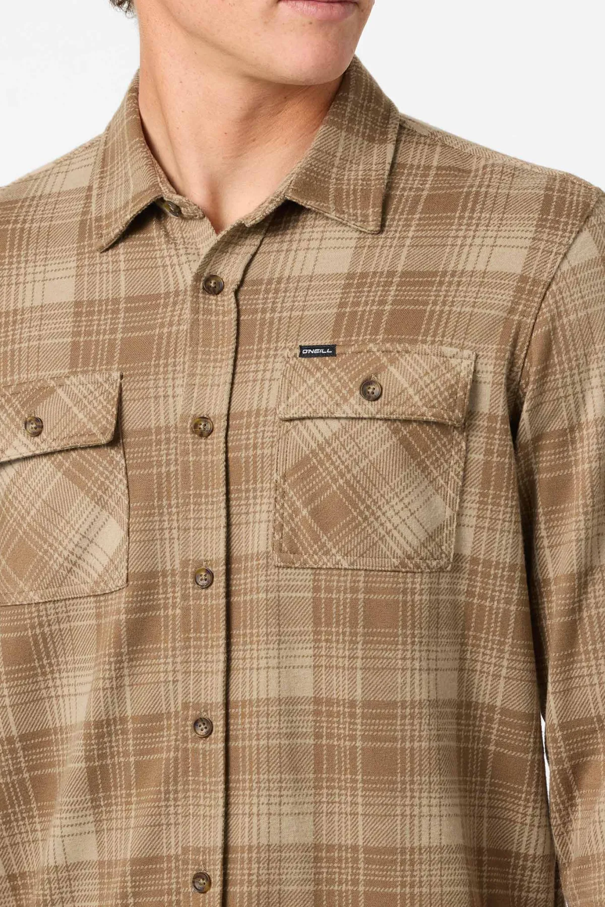 Shirts & Flannels^O'Neill Sutton Knit Plaid Standard Fit Long Sleeve Shirt - | dark khaki