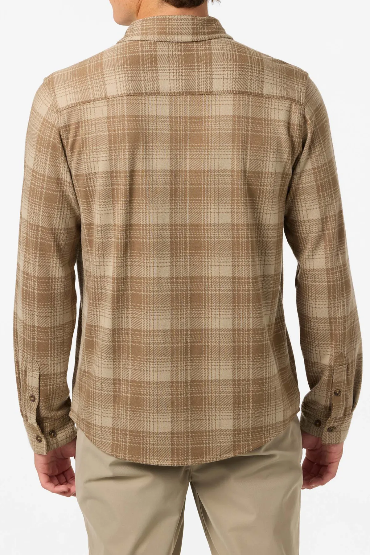 Shirts & Flannels^O'Neill Sutton Knit Plaid Standard Fit Long Sleeve Shirt - | dark khaki