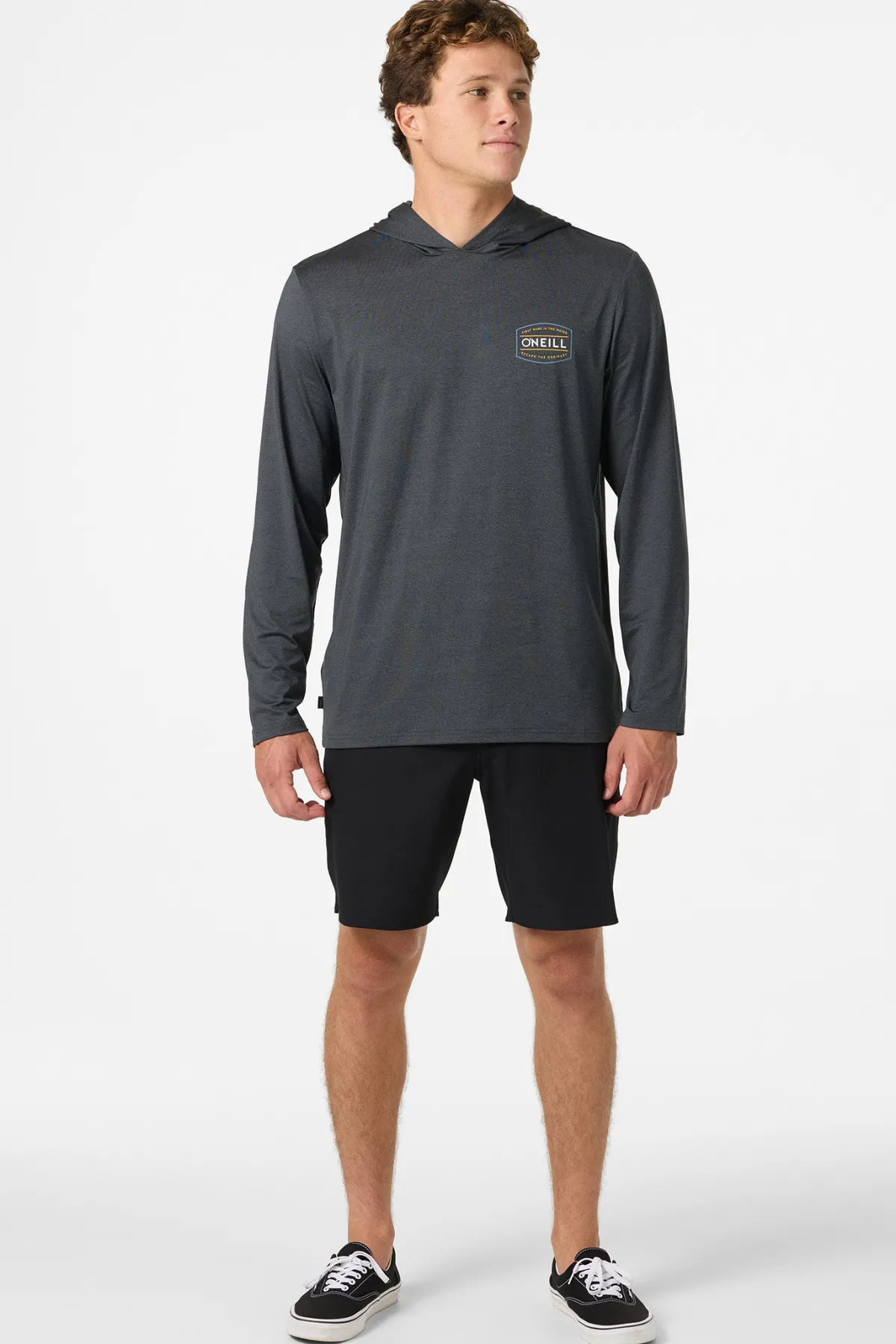 Shirts & Flannels^O'Neill TRVLR Upf Hooded Ls - Blaze Long Sleeve Pullover - | hthr blk 2