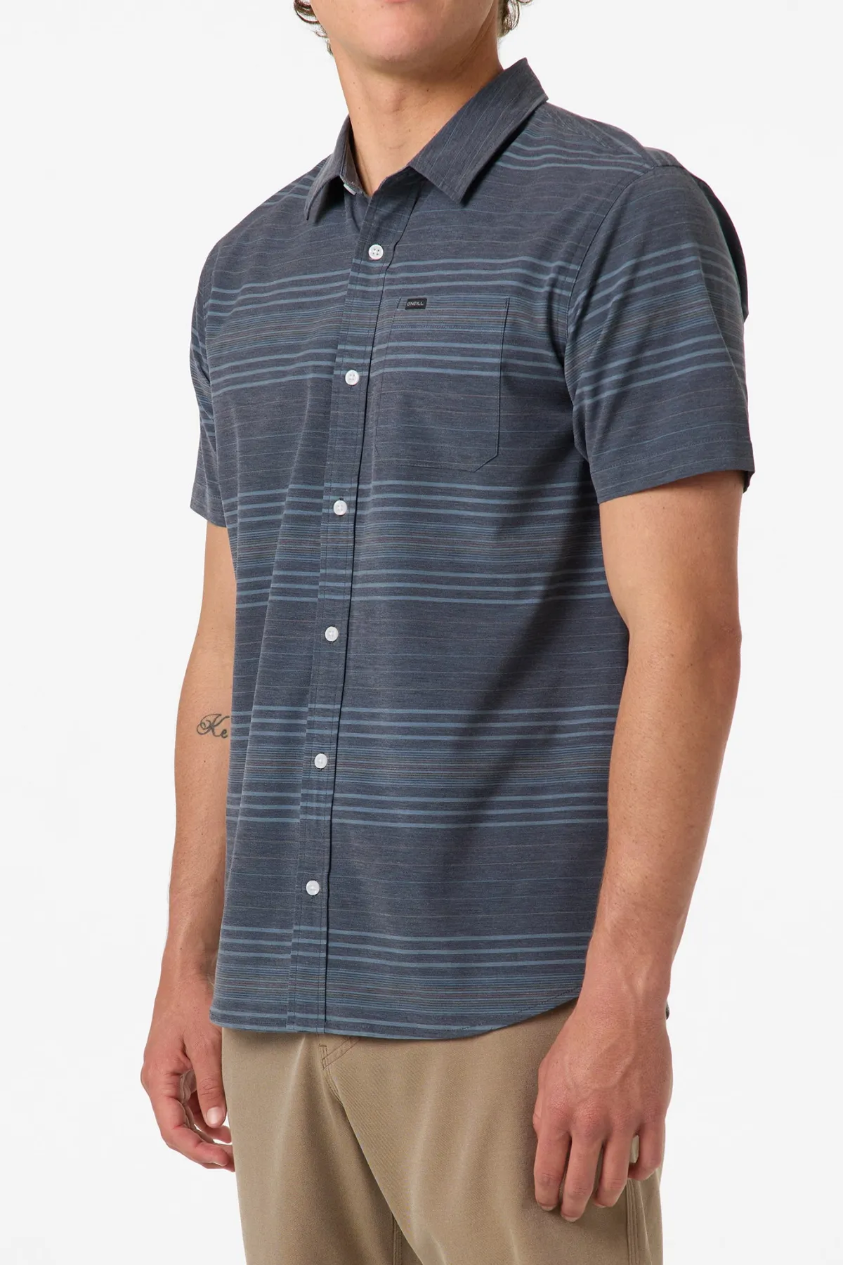 Best Sellers^O'Neill TRVLR UPF Traverse Stripe Standard Fit Shirt black