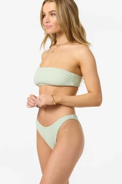Swim New Arrivals|New Arrivals^O'Neill Willow Weave Seal Beach One Shoulder Bandeau Top green lily
