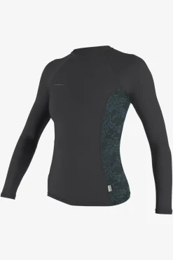 Uv Sun Protection & Rash Guards^O'Neill Women's Hyperfreak Skins Long Sleeve Rash Guard - Steel/isla |