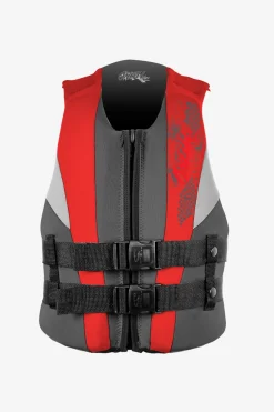 Wake-Waterski Vests|Wake-Waterski Vests^O'Neill Youth Reactor USCG Vest coal/red/flint